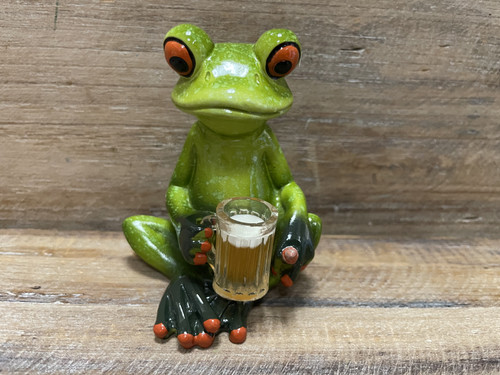 Frog drinking beer resin - frog,