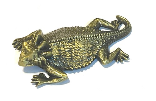 Brass color horned toad - brass,