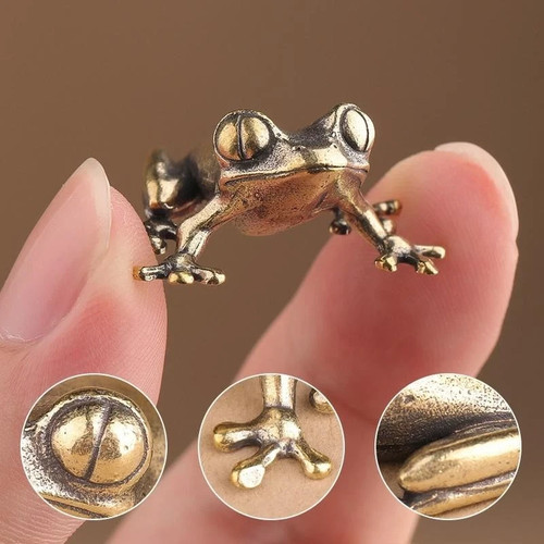 Retro brass mini frog - retro,