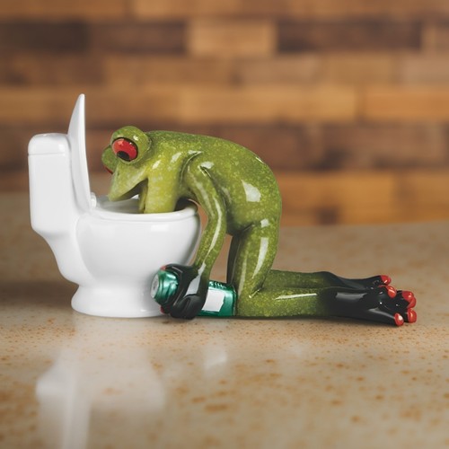 Frog hangover figurine - 5.5"w,