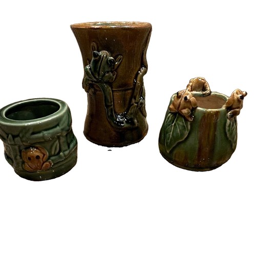 Vtg majolica style - majolica, frog