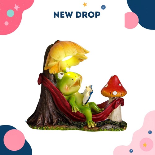 Solar frog garden decor resin - frog,