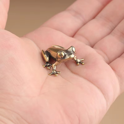 Retro brass mini frog - retro,