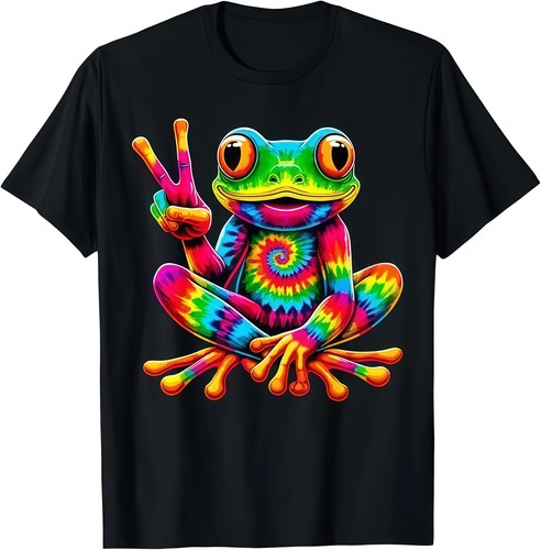 Tie dye peace frog - tie, graphic